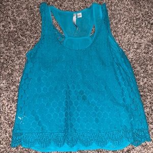Teal lace tank top set